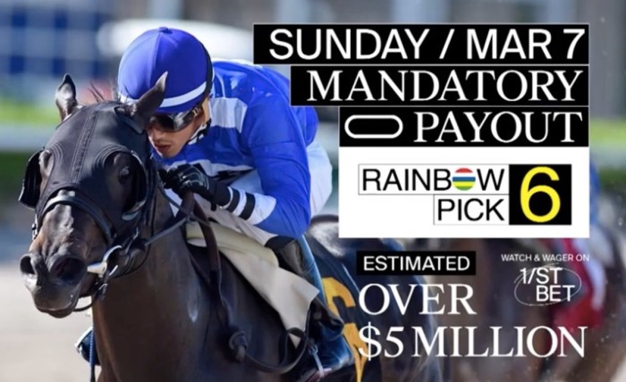 Mandatory Payout Of Rainbow 6 Pool Sunday At Gulfstream Park