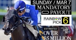 Mandatory Payout Of Rainbow 6 Pool Sunday At Gulfstream Park