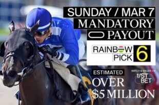 Mandatory Payout Of Rainbow 6 Pool Sunday At Gulfstream Park