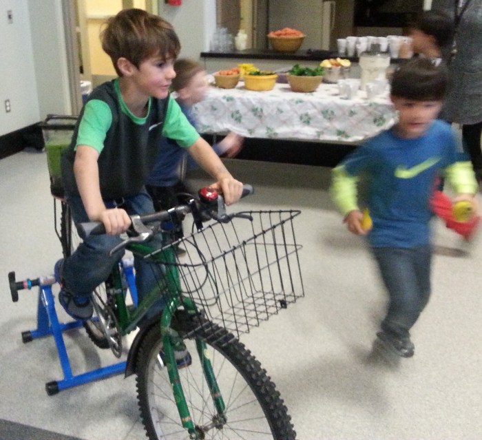 Blender bike fairview cleveland fender during bicycle pedal students use drinks blended create power fundraiser stadium beth elementary takes turn Deer Point Elementary students take part in in blender bike challenge